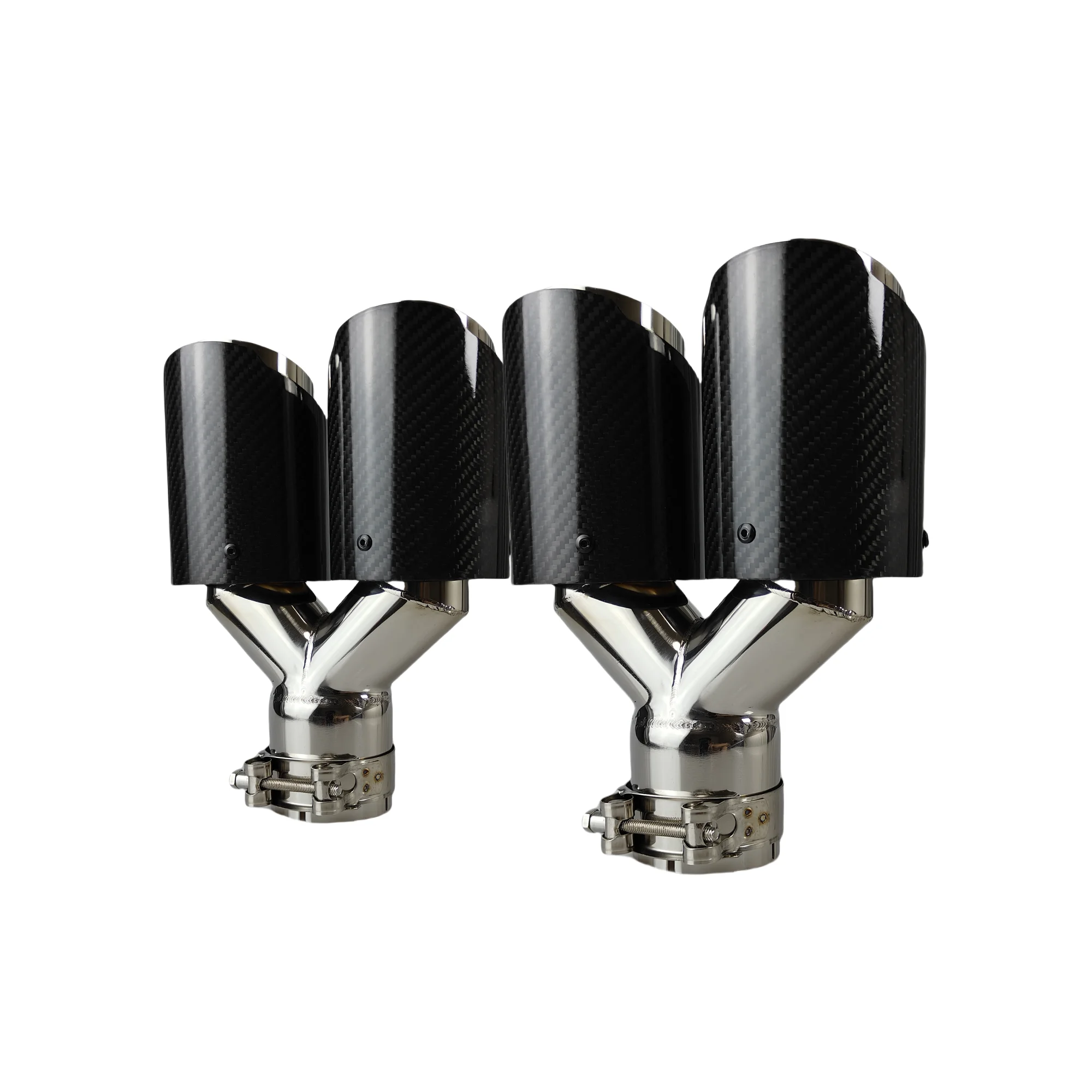 Universal Y-Shaped Double Out Twill Glossy Exhaust Tip - Image 2