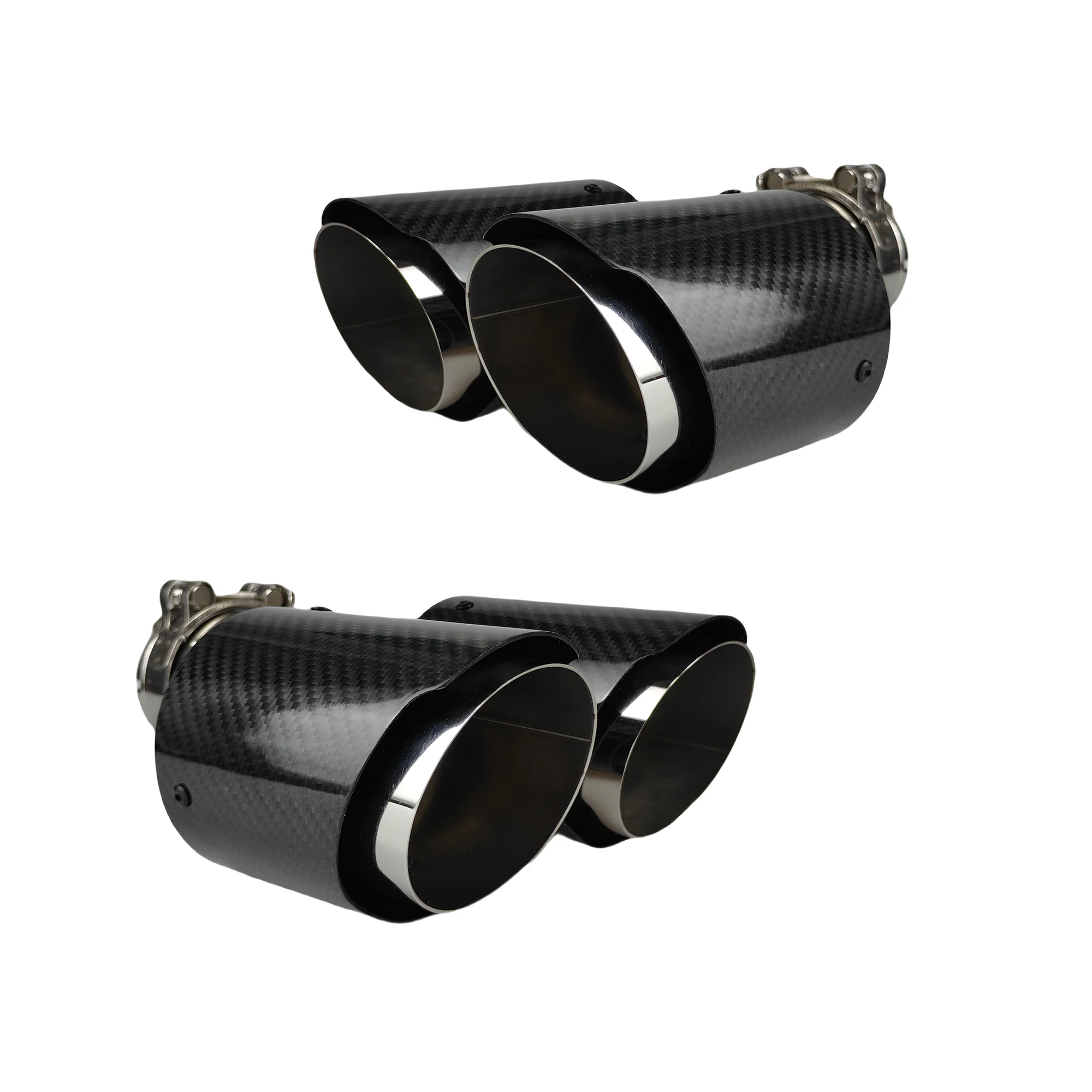 Universal Y-Shaped Double Out Twill Glossy Exhaust Tip - Image 5