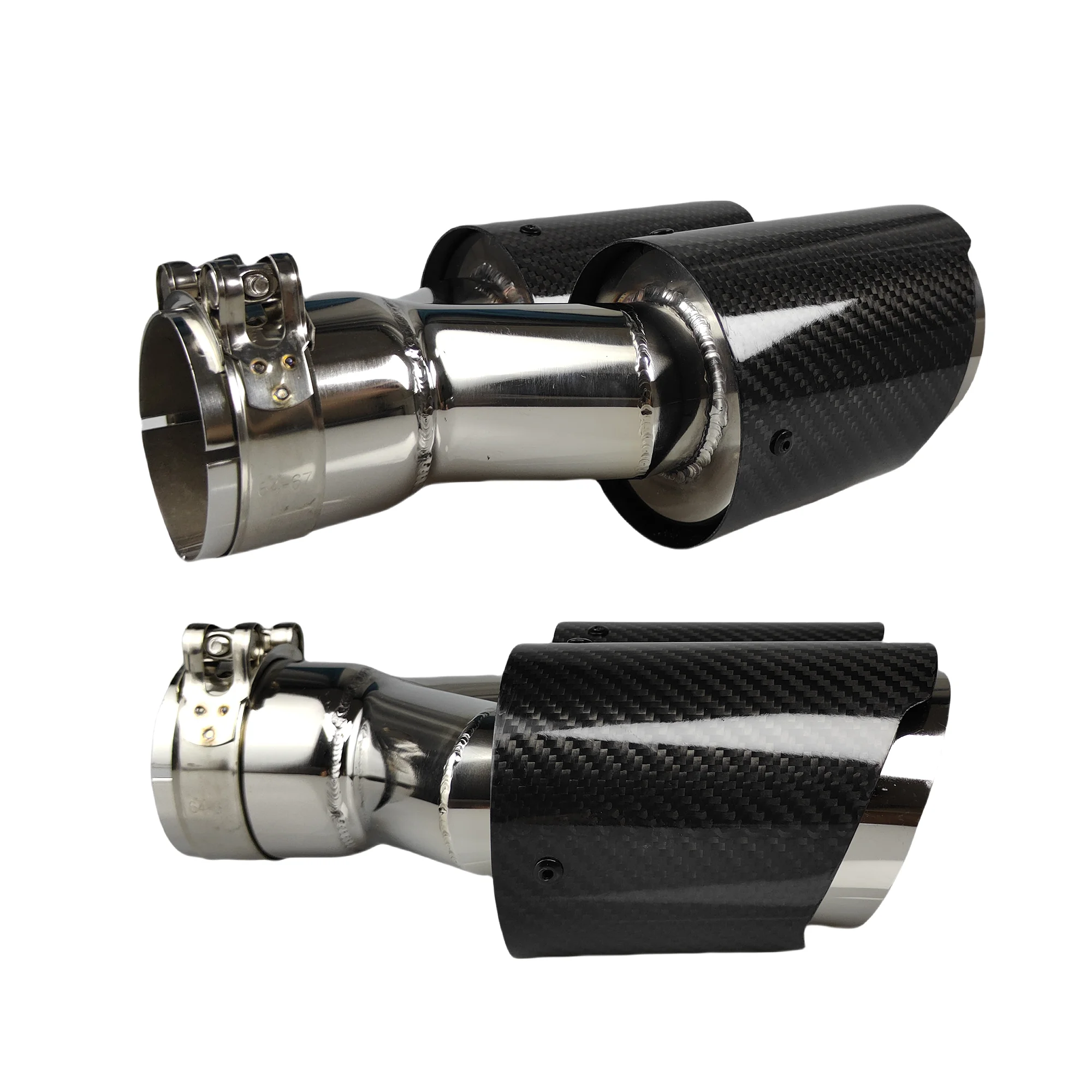 Universal Y-Shaped Double Out Twill Glossy Exhaust Tip - Image 4