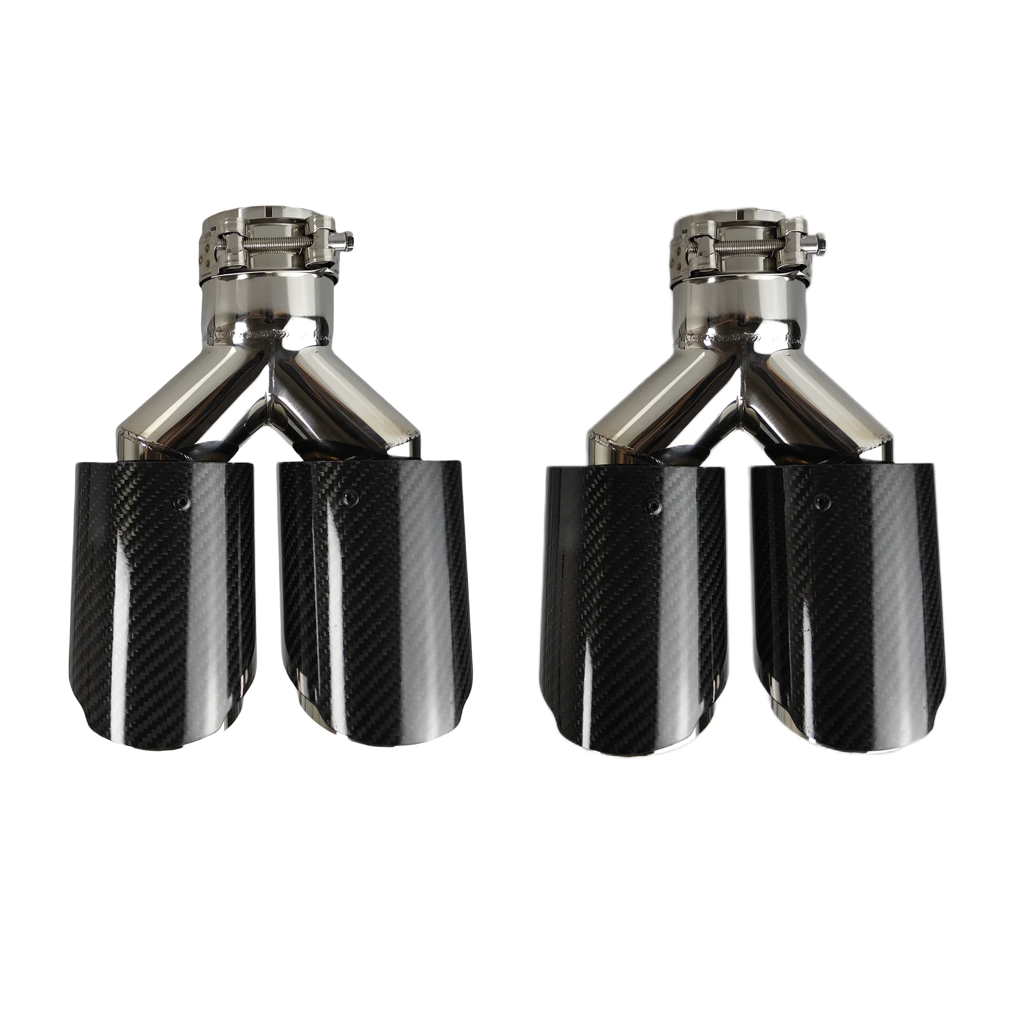 Universal Y-Shaped Double Out Twill Glossy Exhaust Tip
