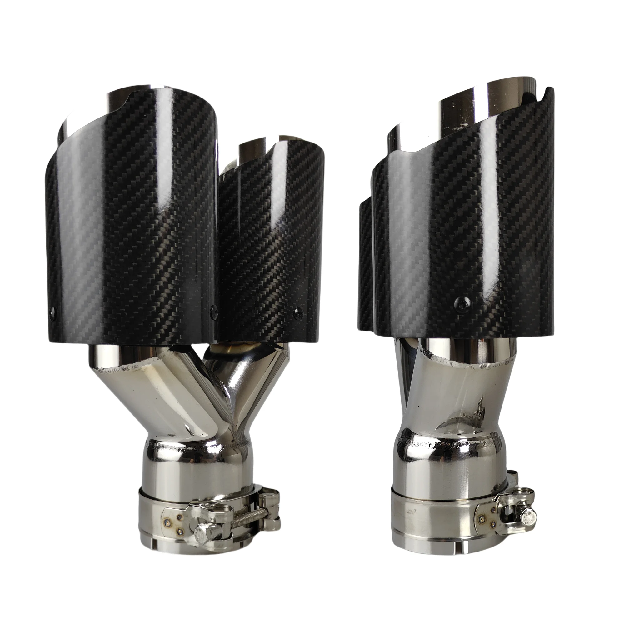 Universal Y-Shaped Double Out Twill Glossy Exhaust Tip - Image 3